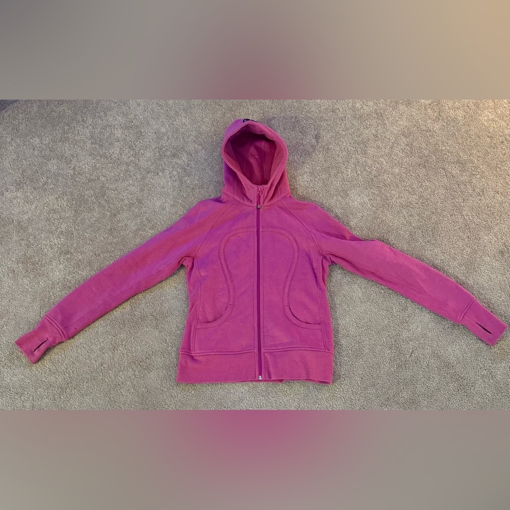 Vintage Lululemon Scuba Hoodie Sparkle Heathered Paris Pink Size 10 Rare 2011 - Picture 7 of 9